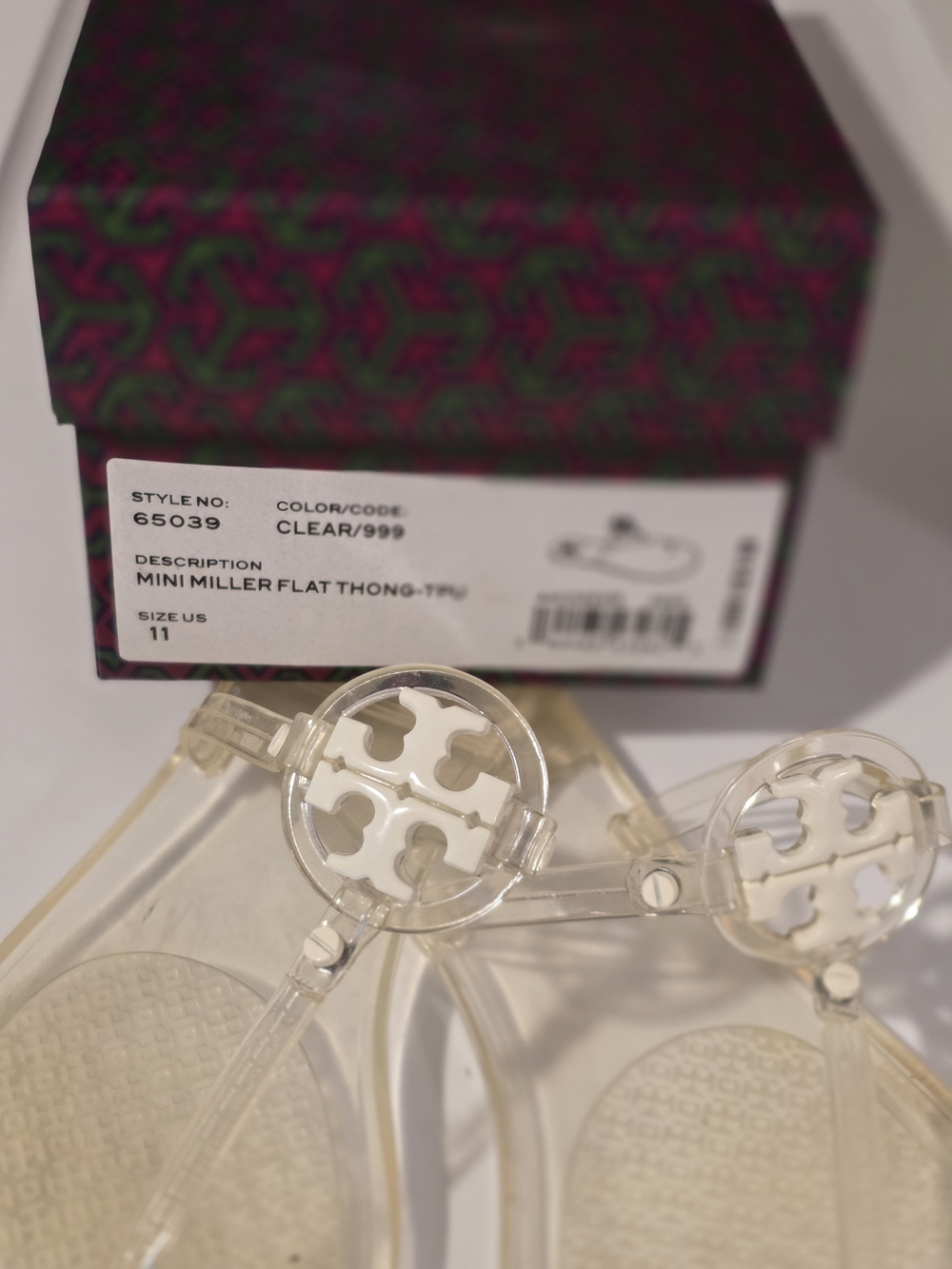 Tory Burch White Clear Mini Miller Flat Sandals